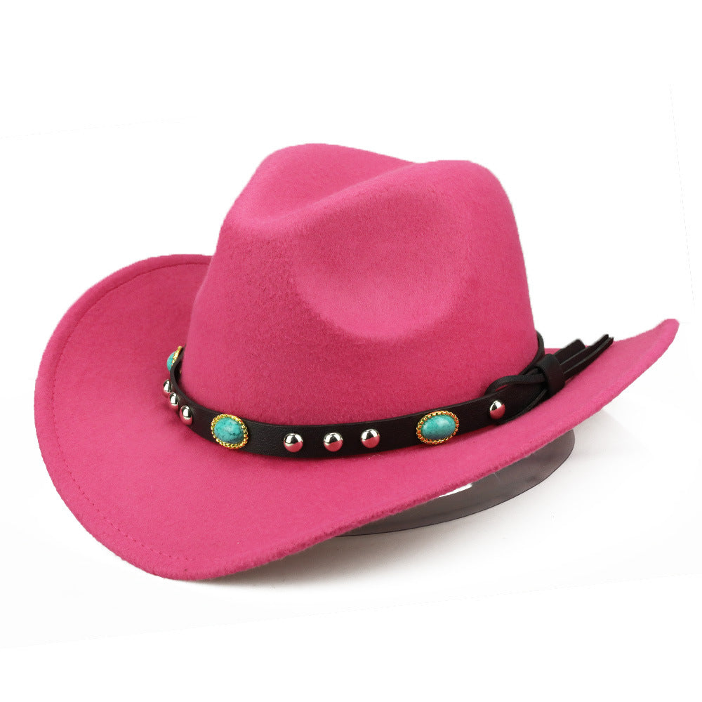 Autumn And Winter Men's And Women's Felt Hats With Rivet Curled Edge Jazz