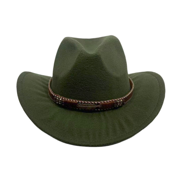 Curling Cowboy Hat Men's And Women's Leaf Belt Fur Felt Hat