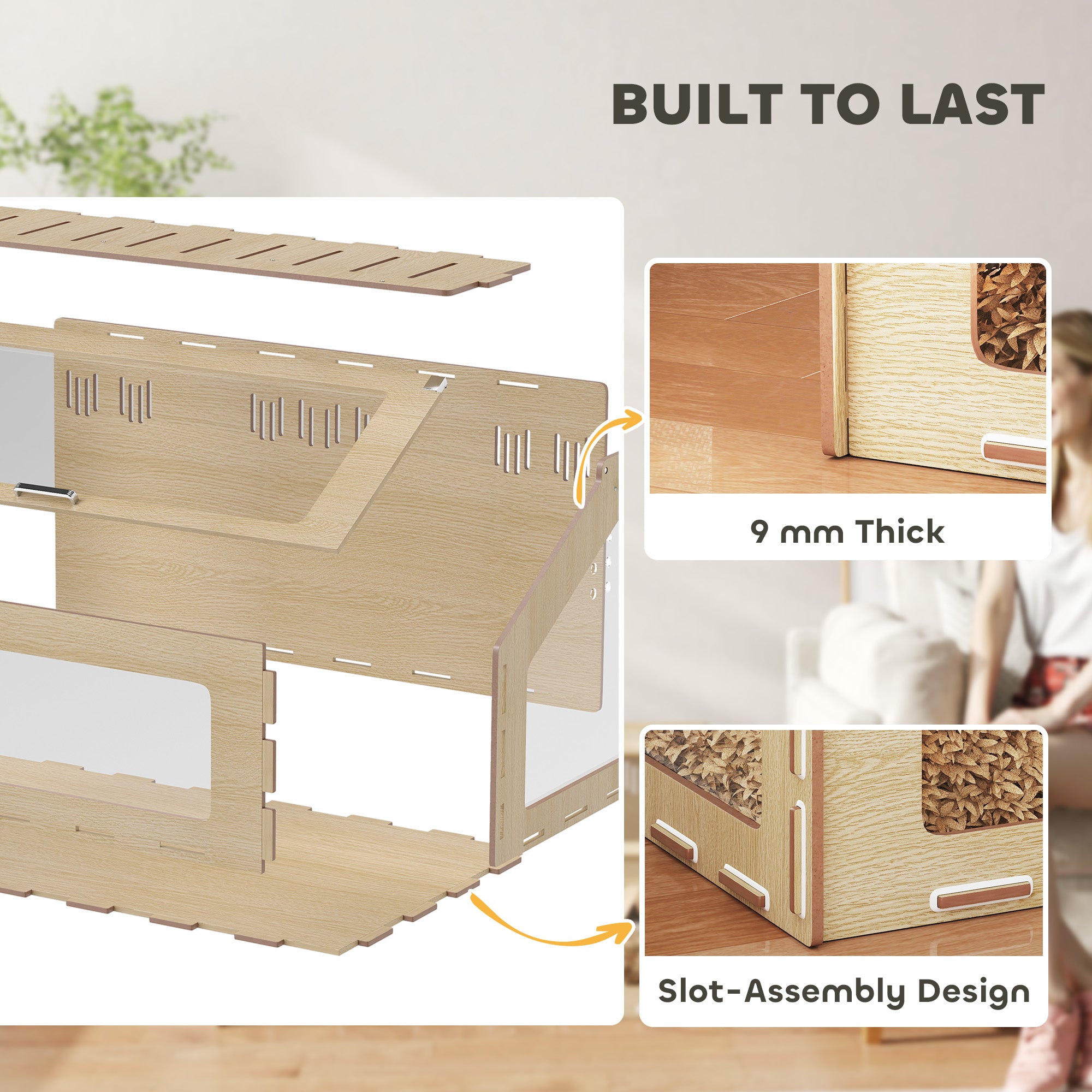 39 inch Hamster Cage Habitat with Acrylic Window & Openable Top for Dwarf Hamster, Gerbil, Guinea Pig, Rat, Oak