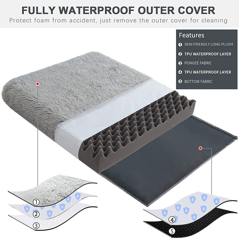 Plush Square Pet Bed / Wave Memory Foam Sofa