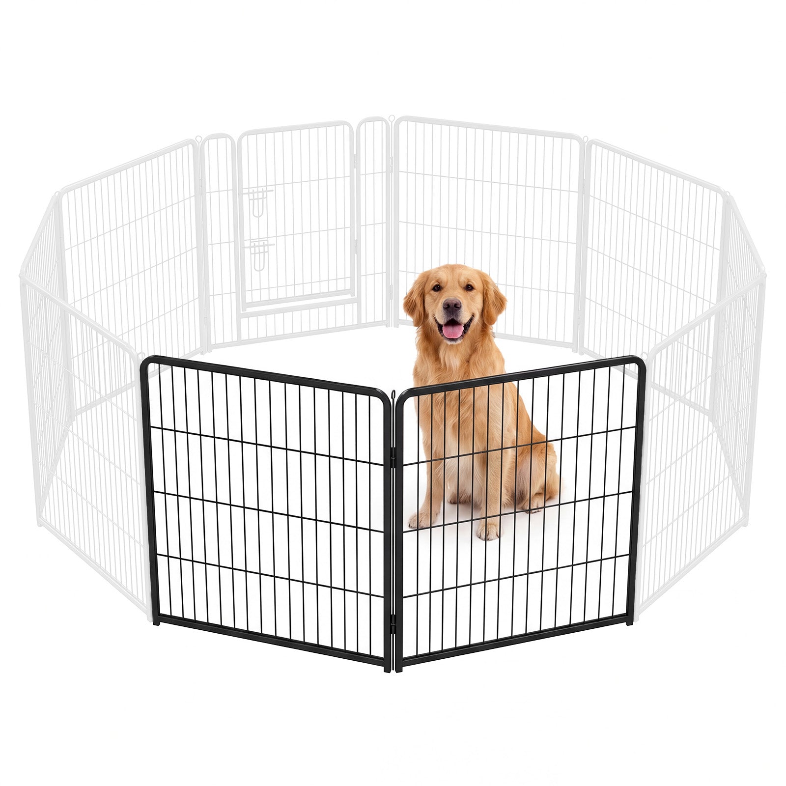 Metal Material, Foldable Pet Fence With A Door, Suitable For Small, Medium And Large-sized Dogs Outdoors