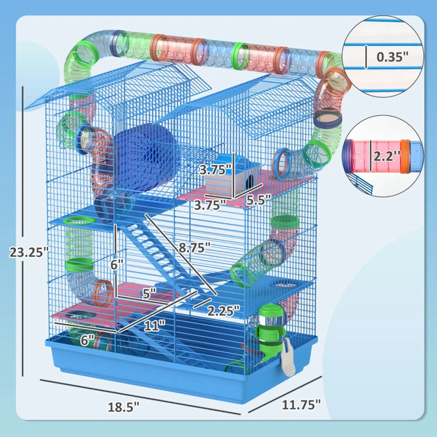 18.5inch  5 Tier Hamster Cage With Tubes And Tunnels
