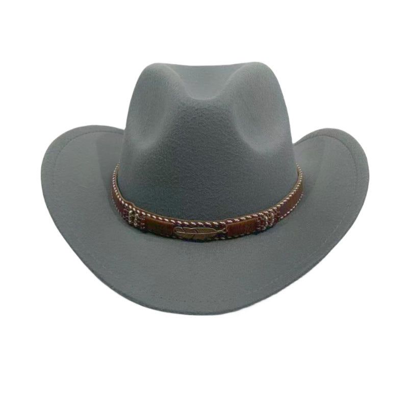 Curling Cowboy Hat Men's And Women's Leaf Belt Fur Felt Hat
