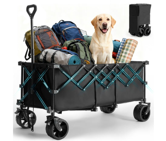 Foldable Trolley - 440-pound Foldable Extra-long Heavy-duty Multi-functional Vehicle With Wheels