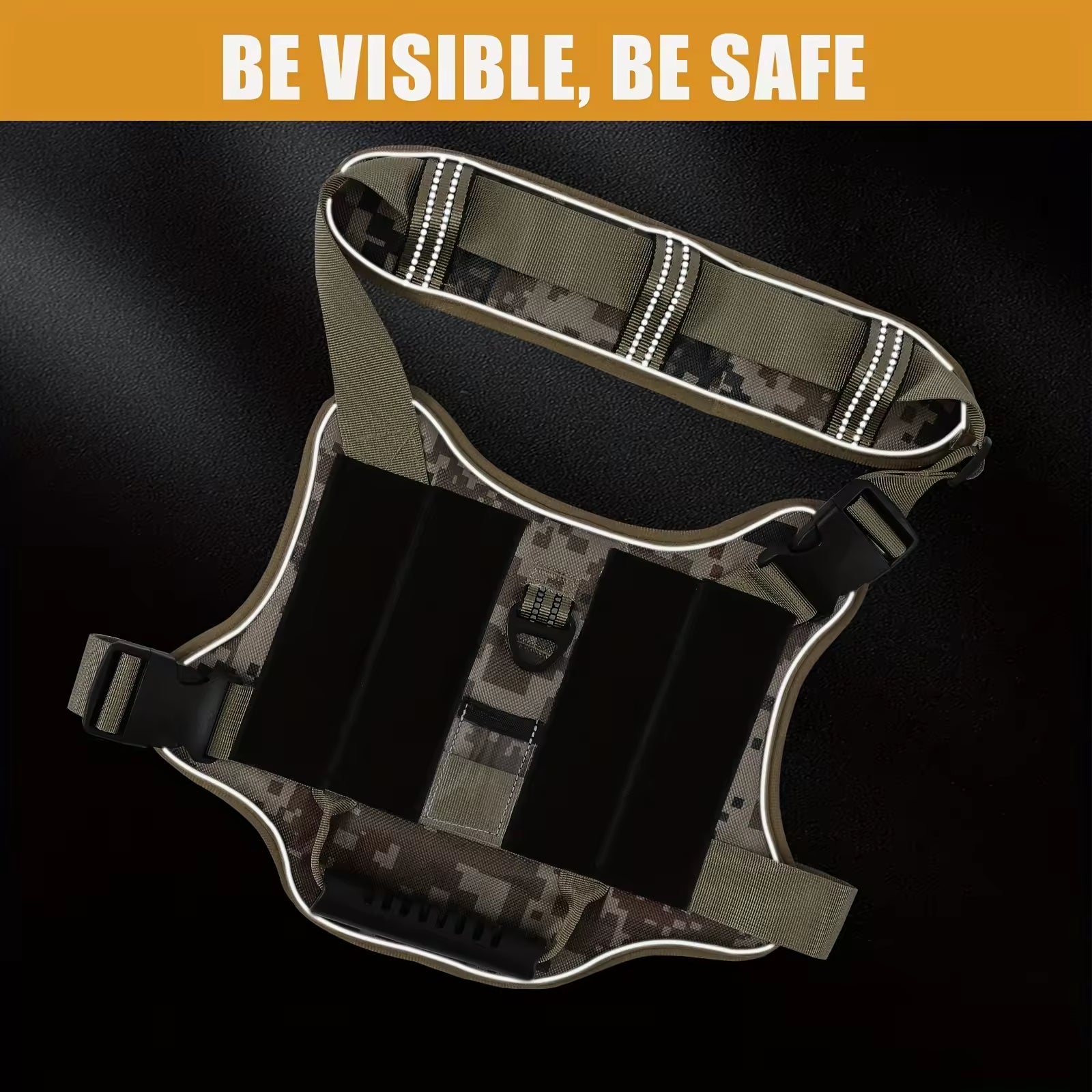 Tactical Service Dog Harness With Handle, No-Pull Adjustable Reflective Pet Vest Harness For Easy Walking And Training