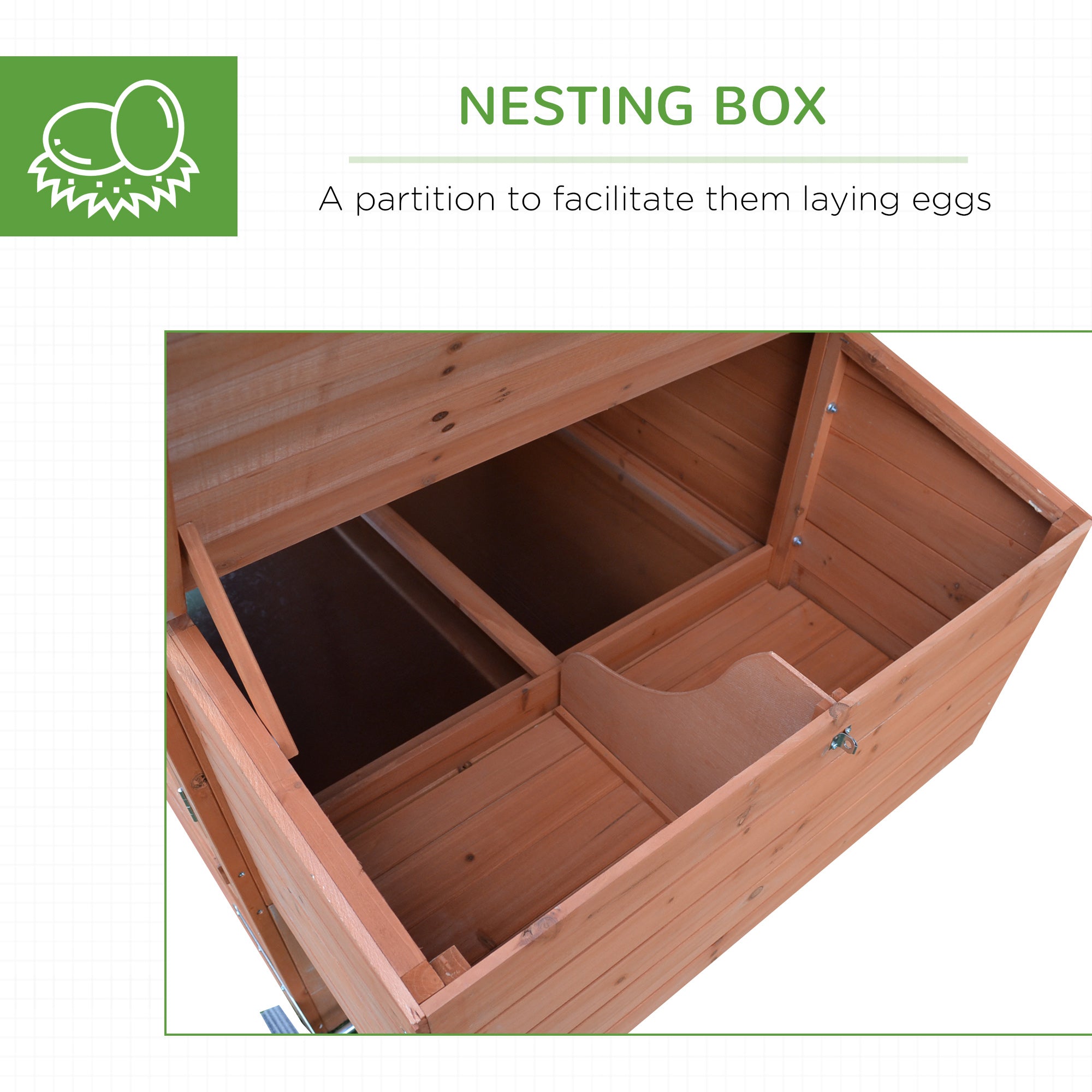 96.5" Chicken Coop Wooden Hen House Poultry Cage Pen Portable with Wheels and Nesting Box, Chicken Cage for Backyard Outdoor, Natural