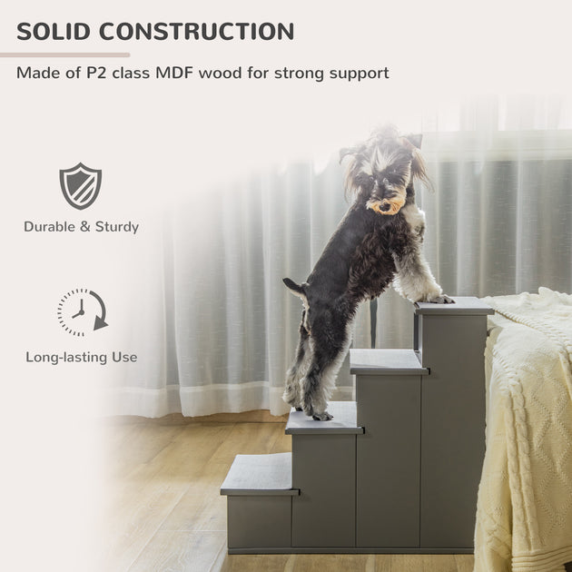 Pet Stairs, Small Dog Steps for Couch Bed with Cushioned Removable Covering, 15.75