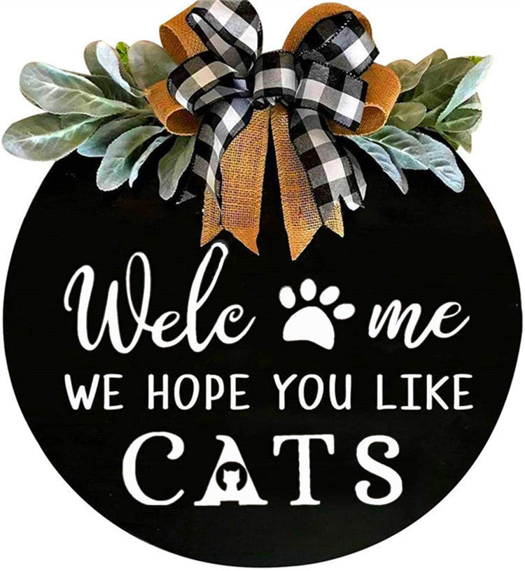Country Style Bow Decoration Door Hanging Welcome Pet Number Plate
