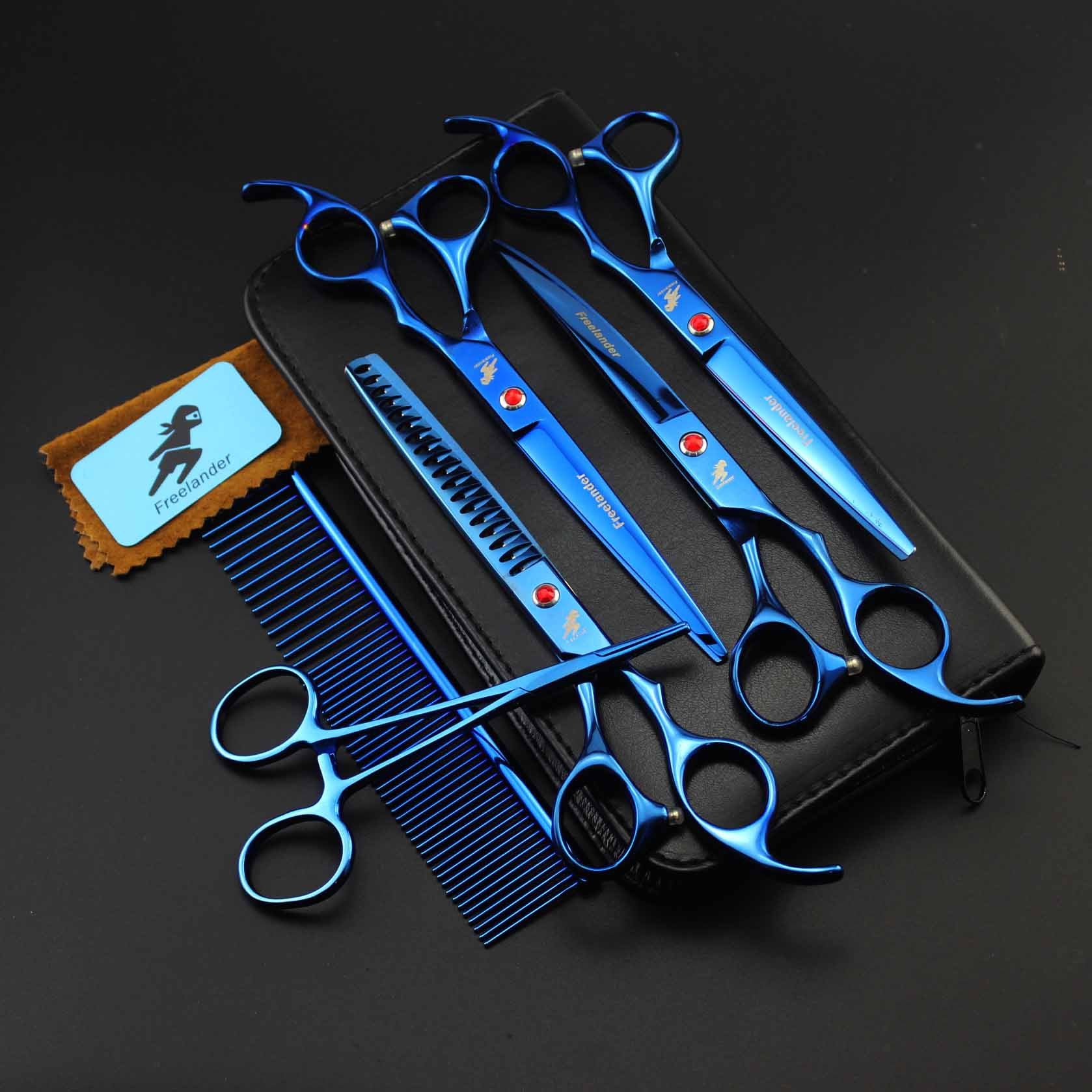 Pet Grooming Scissors, Straight And Curved Scissors, Set