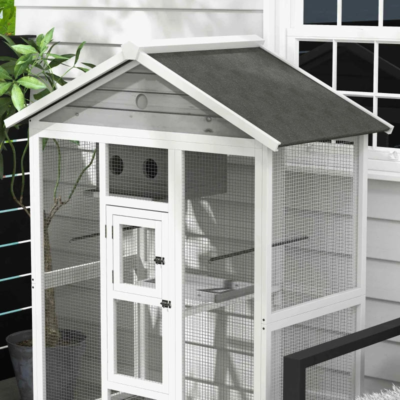 Wooden Bird Cage Aviary, Flight Cage With 4 Perches, Nest And Slide-Out Tray For Indoor Outdoor, GrayMultiple Packages Shipped. Please Pay Attention To The Dimensions And Weight In The Details.