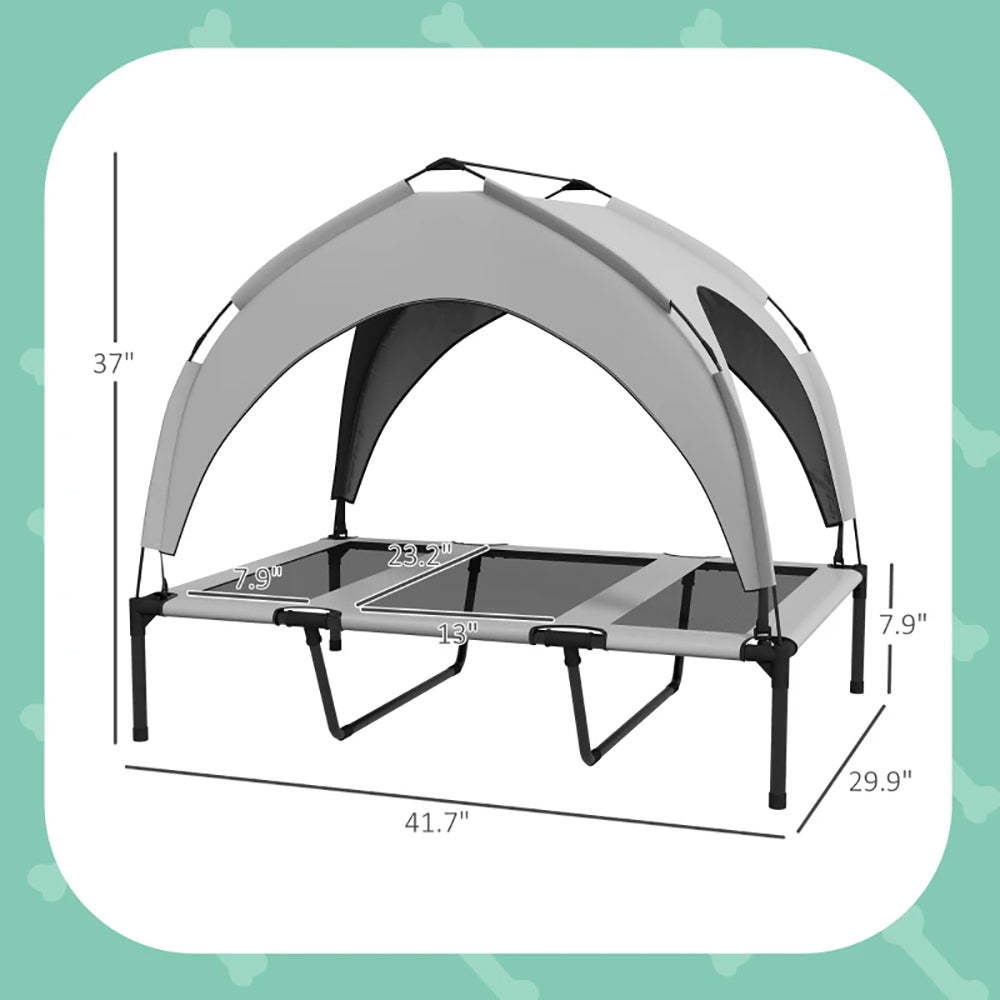 Elevated Dog Bed With Canopy, Raised Outdoor Pet Bed For Camping With Washable Breathable Mesh, 42'' X 30'' X 3'' , Tiktok