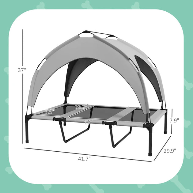 Elevated Dog Bed With Canopy, Raised Outdoor Pet Bed For Camping With Washable Breathable Mesh, 42'' X 30'' X 3'' , Tiktok