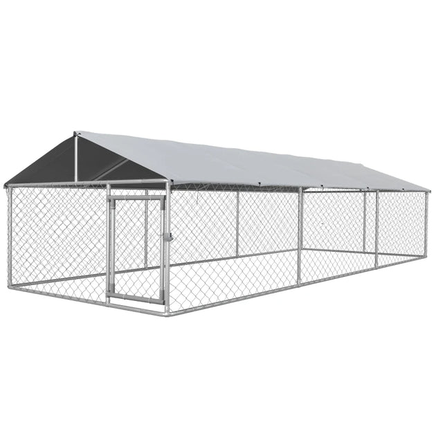 Outdoor Dog Kennel For Large-Sized Dogs With Waterproof UV Resistant Roof, SilverMultiple Packages Shipped. Please Pay Attention To The Dimensions And Weight In The Details.