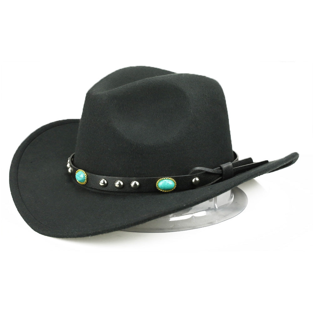 Autumn And Winter Men's And Women's Felt Hats With Rivet Curled Edge Jazz