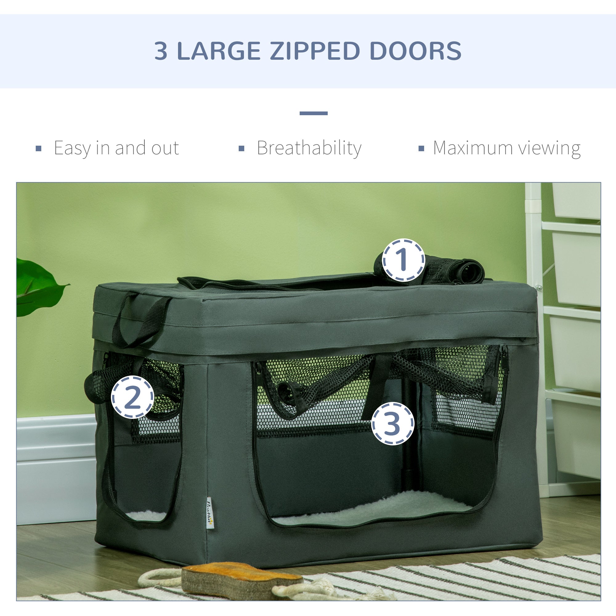 PawHut 48.5cm Pet Carrier, With Cushion, For Miniature Dogs - Grey
