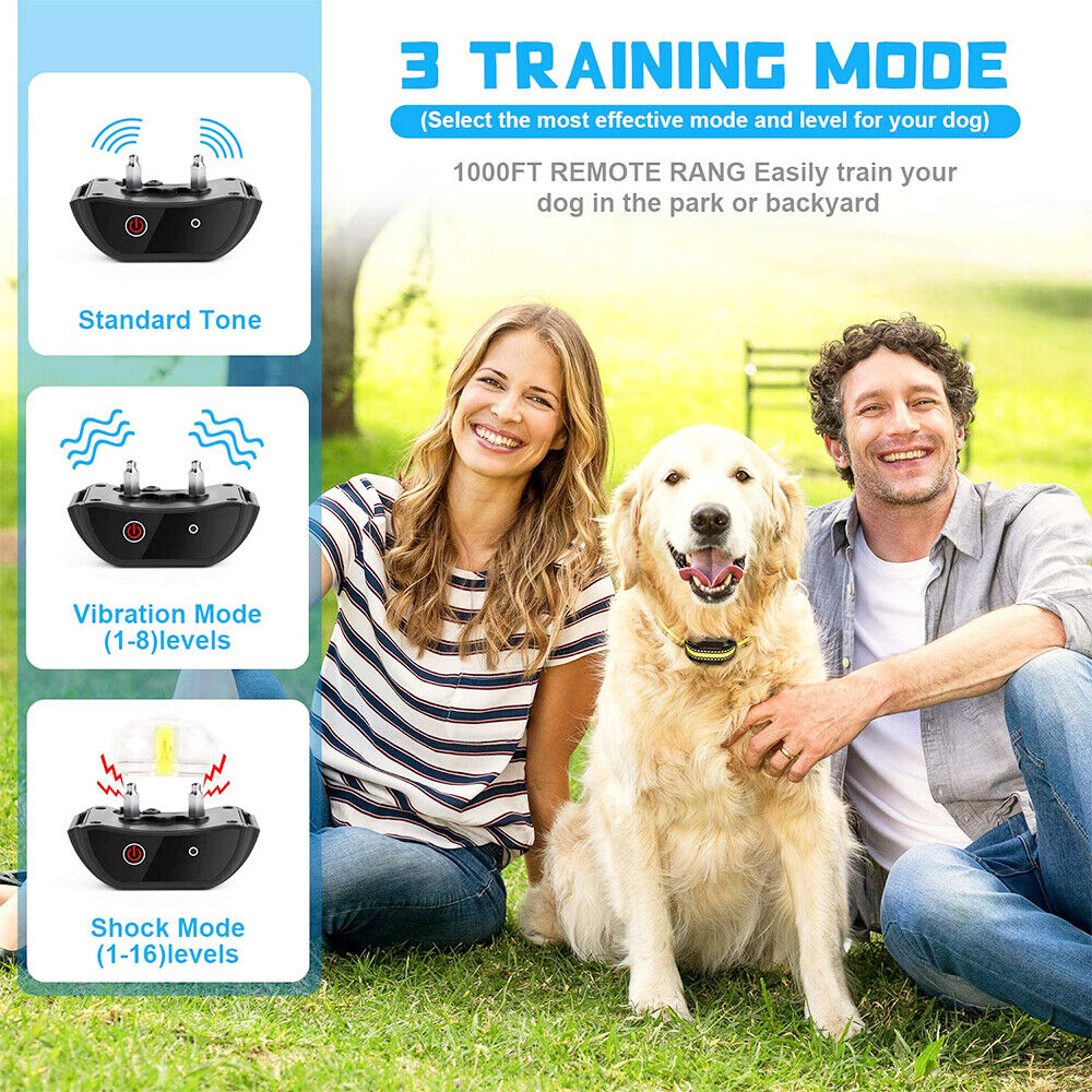 Electric Pet Dog Training Collar Shock Anti-Bark Electronic Remote Rechargeable