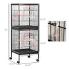 2 In 1 Bird Cage Aviary Parakeet House For Finches, Budgies With Wheels, Black