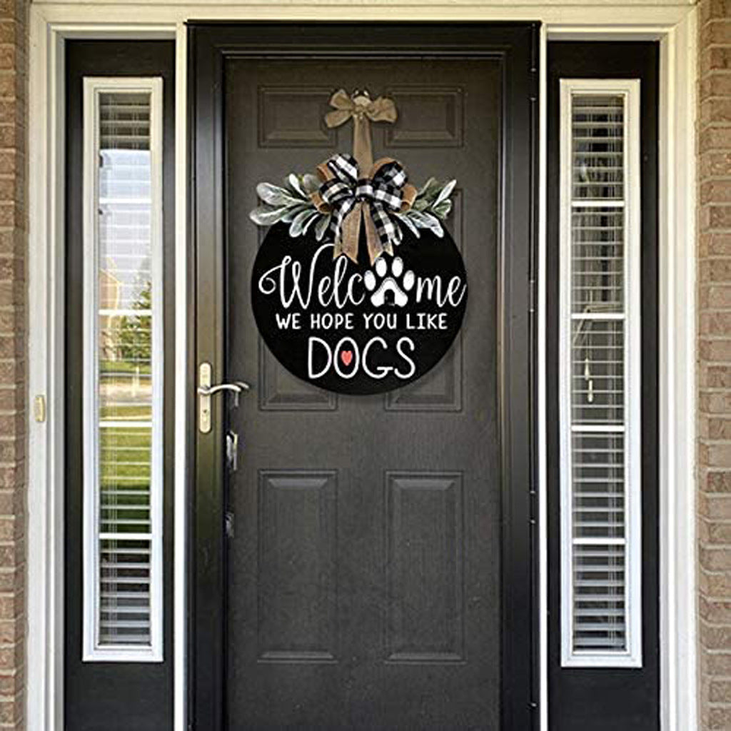 Country Style Bow Decoration Door Hanging Welcome Pet Number Plate
