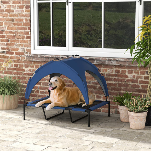 PawHut Cooling Raised Pet Bed W/ Washable Breathable Mesh, For Large Dogs, 106 X 76 X 94cm - Dark Blue