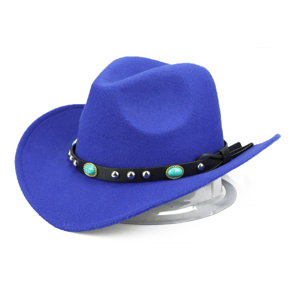 Autumn And Winter Men's And Women's Felt Hats With Rivet Curled Edge Jazz