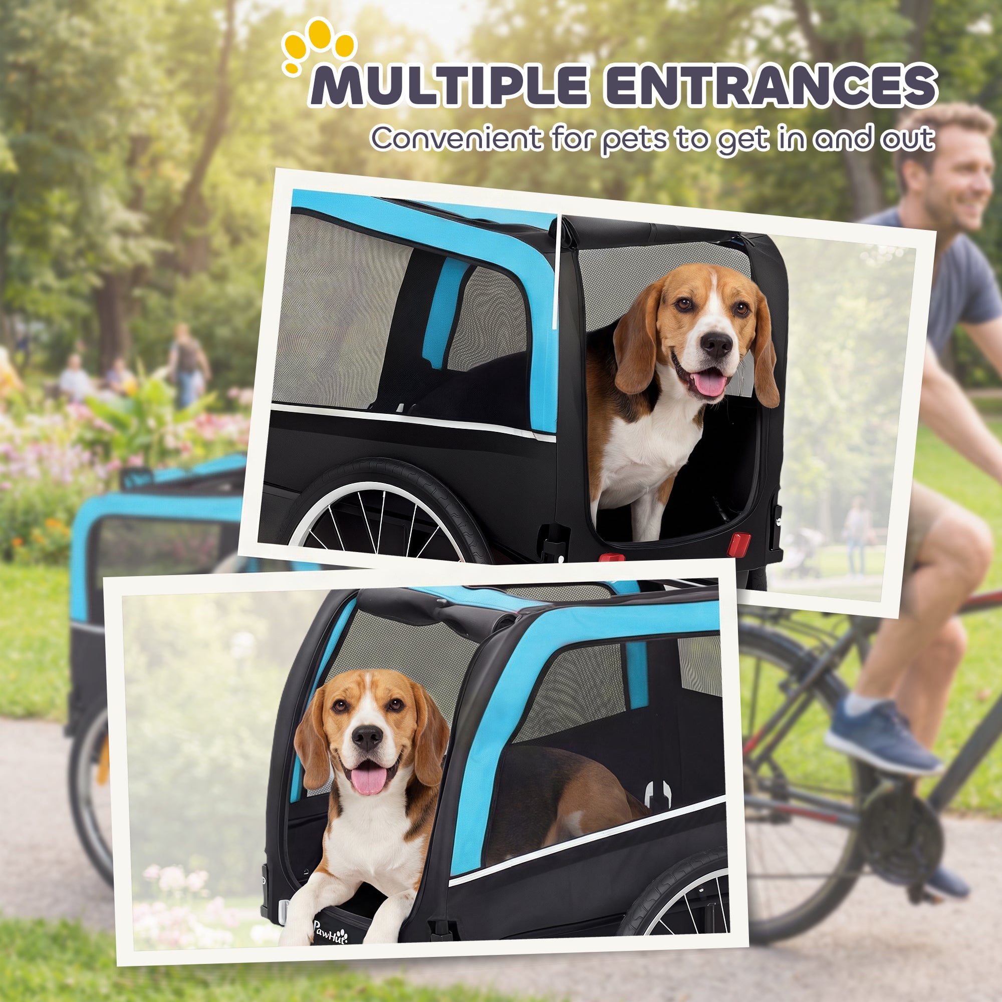 Dog Bike Trailer, Pet Cart Bicycle Carrier with 20" Air Tires, Quick-Release Wheels, Reflectors, Flag