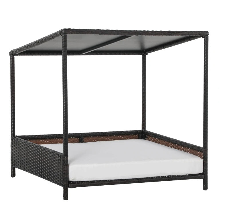 Dog House Raised Rattan Puppy Bed , Brown