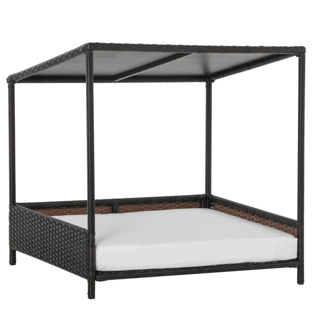 Dog House Raised Rattan Puppy Bed , Brown