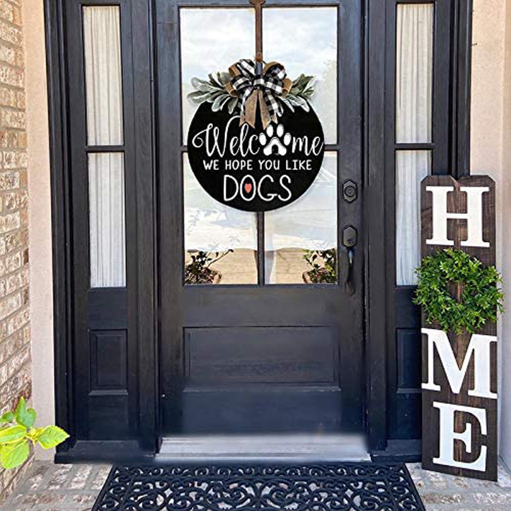 Country Style Bow Decoration Door Hanging Welcome Pet Number Plate