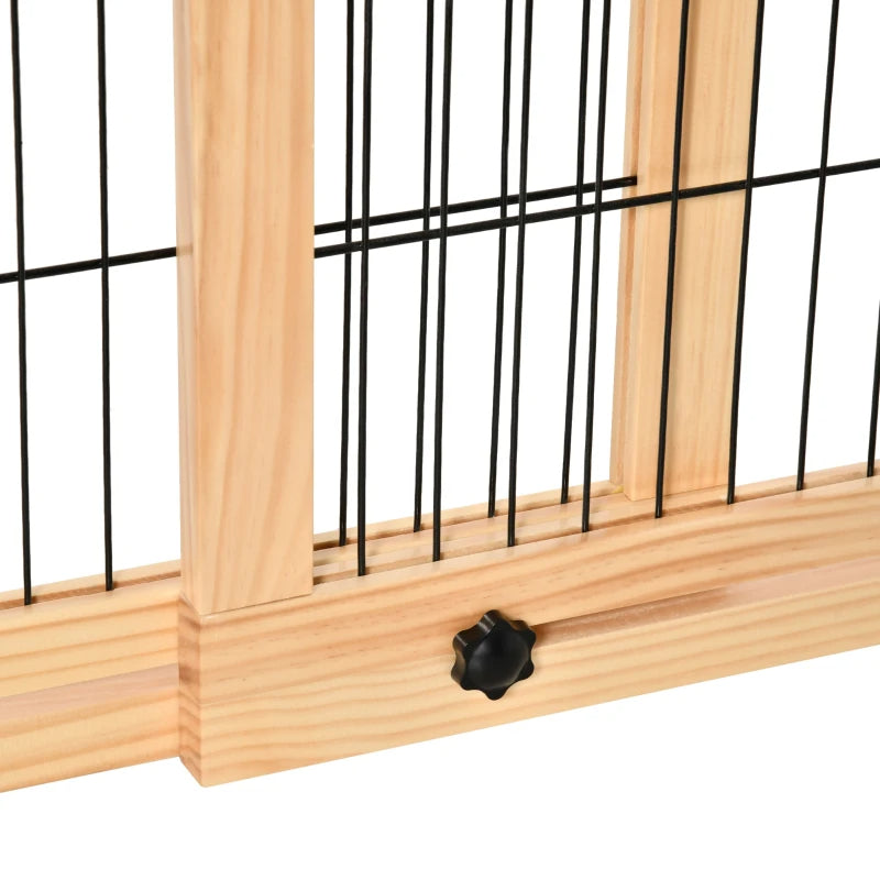 Extra Wide Freestanding Pet Gate With Adjustable Length Dog, Cat, Barrier For House, Doorway, Hallway, Natural
