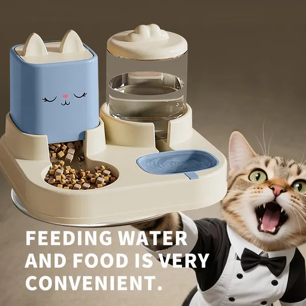 Automatic Pet Feeder With 2200mL-74oz Water Fountain, 1800mL- 60oz Food Dispenser Combo,for Large Dogs & Multiple Cats